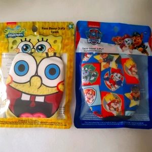 SPONGEBOB AND PAW PATROL KIDS FACE MASKS